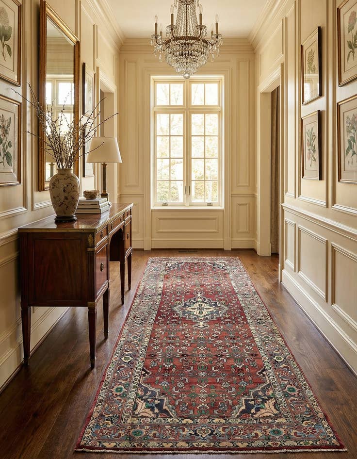 Detail image of  4' 4 x 11'  Hand Knotted Bidjar Persian Wool Runner Rug