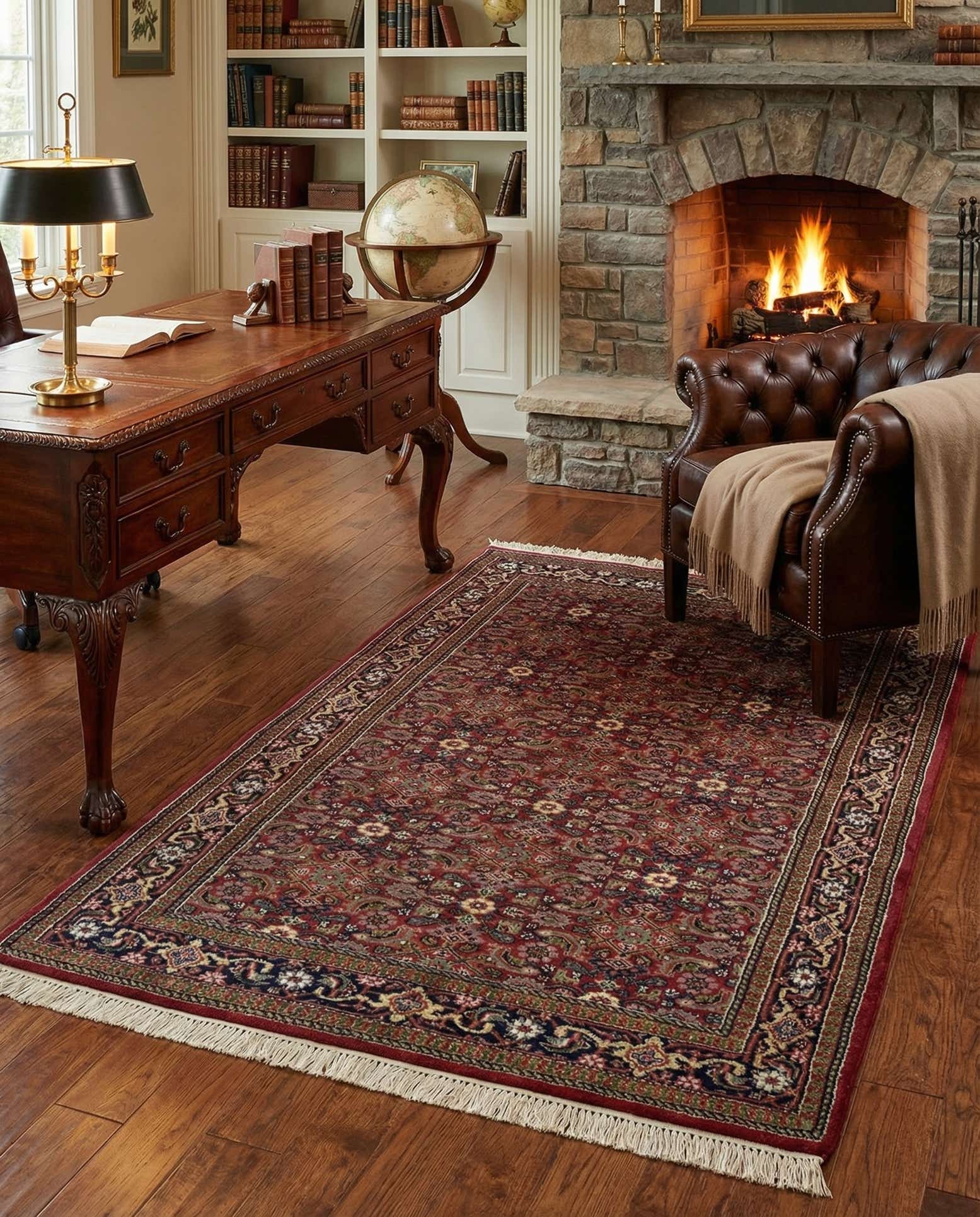 4' x 6' 8 Hand Knotted Farahan Wool Rug