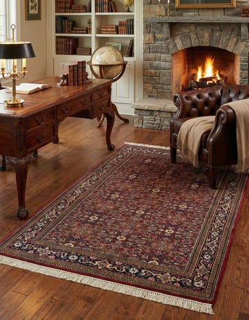 4' x 6' 8 Hand Knotted Farahan Wool Rug