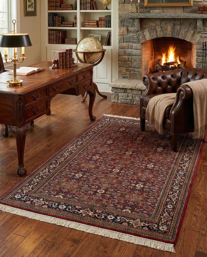 4' x 6' 8 Hand Knotted Farahan Wool Rug