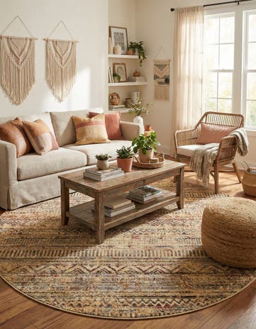 Beige Saturn Round Rug