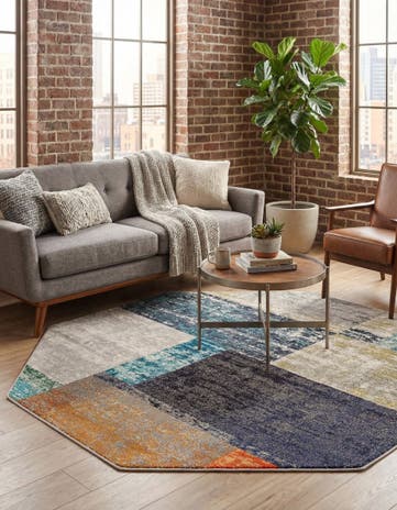 Washable Vivid Octagon Rug