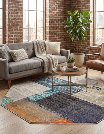 Washable Vivid Octagon Rug
