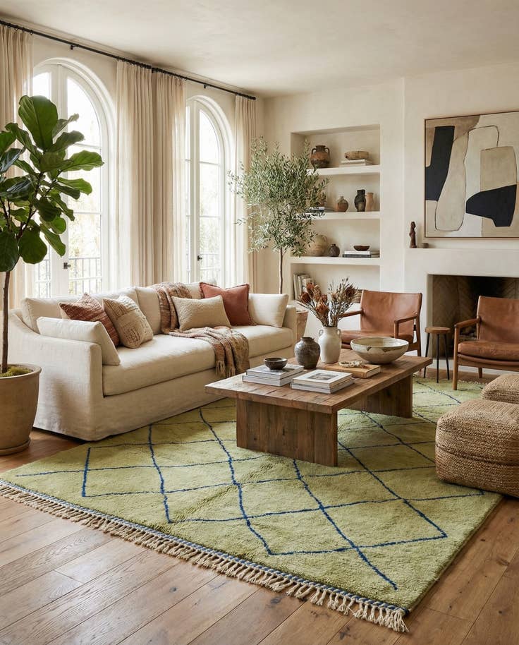 Detail image of 6' 2 x 10' 8 Hand Knotted Moroccan Wool Rug