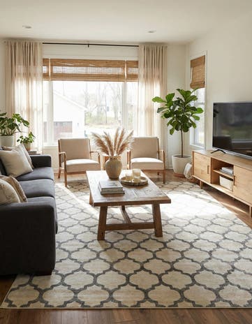 Beige and Gray Lattice Rug