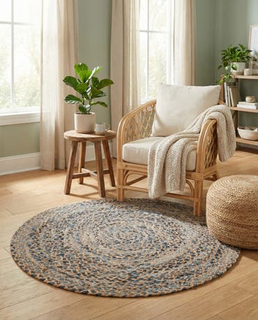  4' 1 x 4' 1  Hand Braided Chindi Round Rug