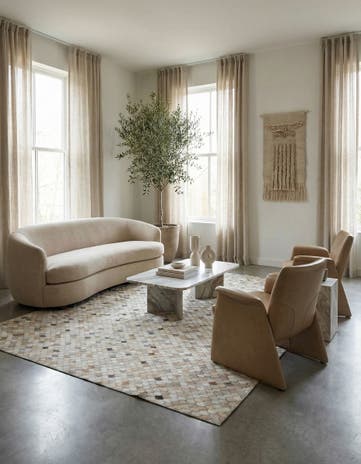 8' 1 x 9' 10 Cowhide Leather Rug