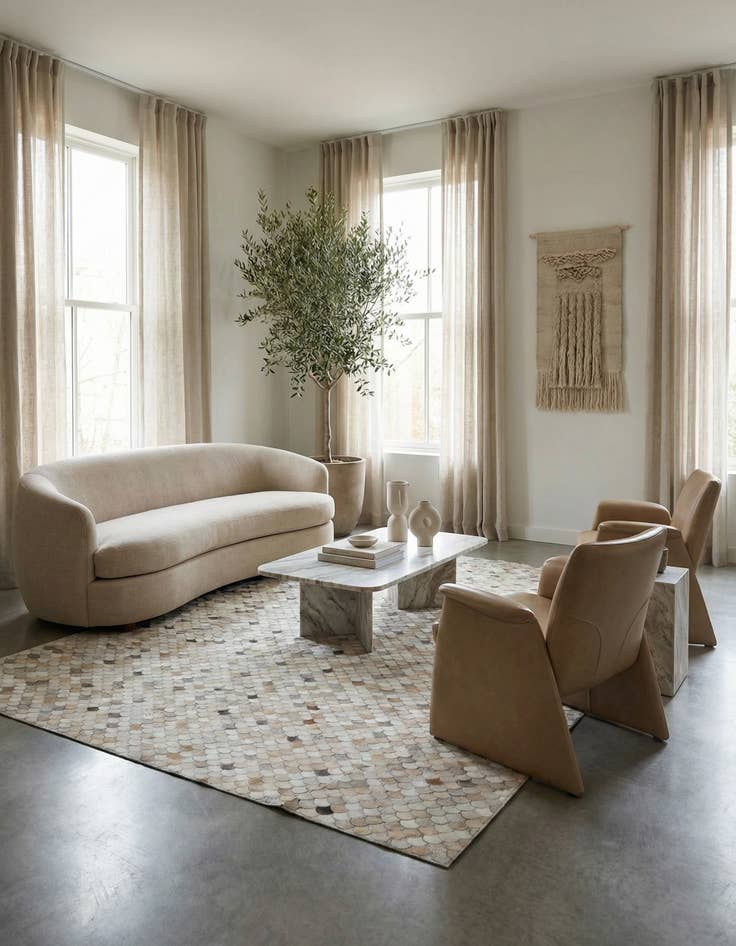 Detail image of  8' 1 x 9' 10 Cowhide Leather Rug