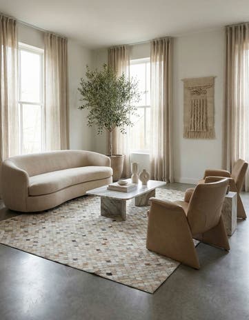 8' 1 x 9' 10 Cowhide Leather Rug