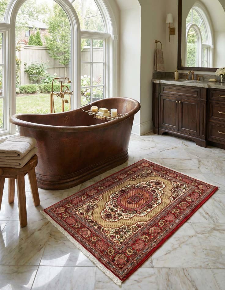 Detail image of  3' 4 x 5' 1  Hand Knotted Qom Persian Rug