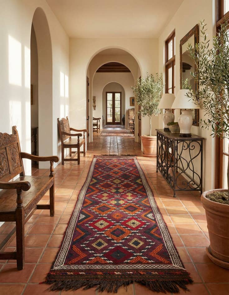 Detail image of 2' 4 x 10' 1  Hand Woven Kilim Fars Wool Runner Rug