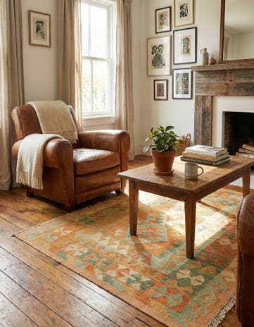 3' 2 x 5' Hand Woven Kilim Waziri Wool Rug