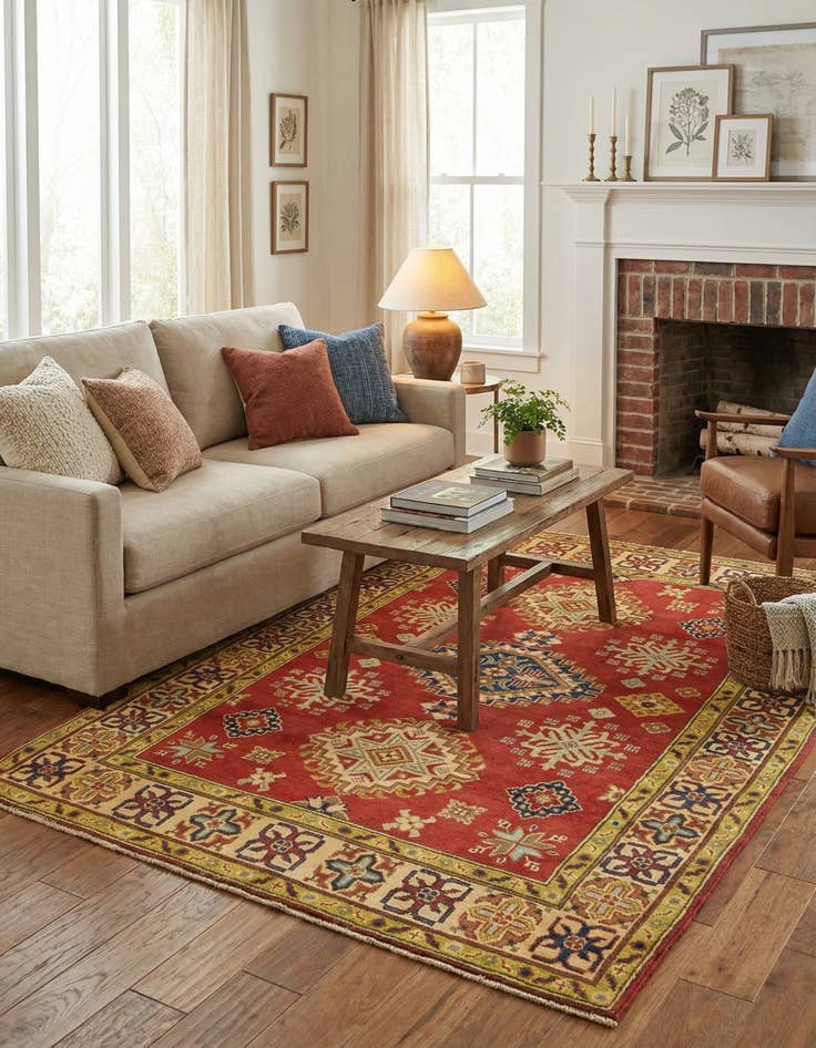 Detail image of 4' 1 x 6'  Hand Knotted Kazak Rug