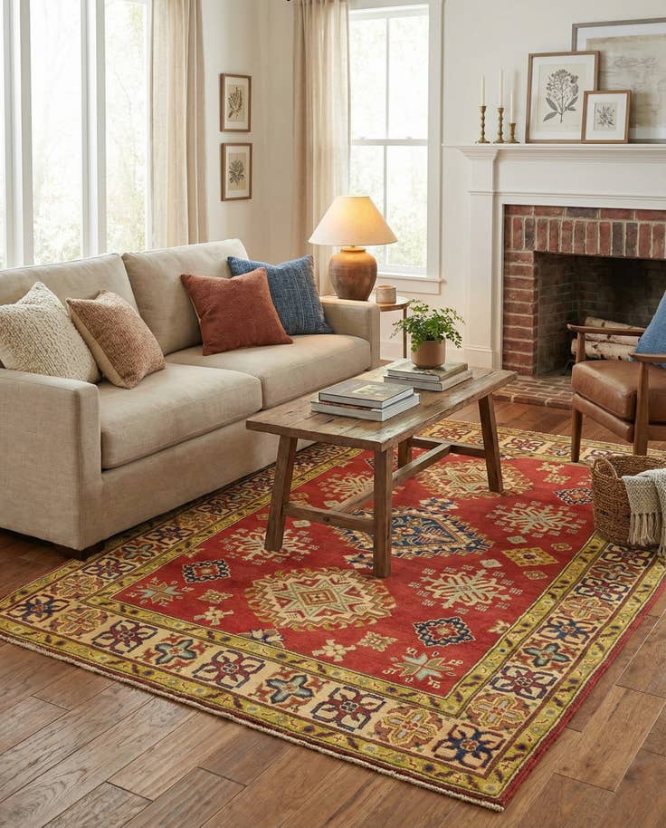 Detail image of 4' 1 x 6' Hand Knotted Kazak Rug