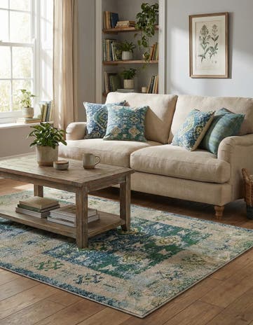 Green Washable El Paso Rug