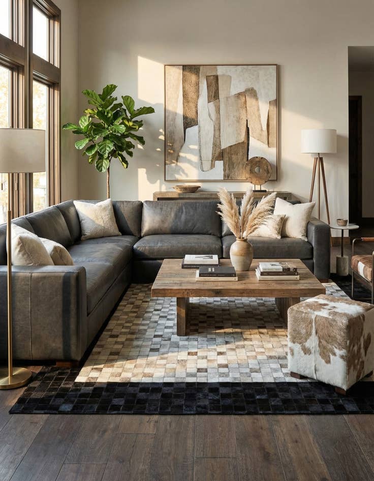 Detail image of 5' 2 x 7' 11 Cowhide - Patchwork Rug