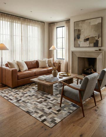 5' 1 x 8' Cowhide Stocks Rug