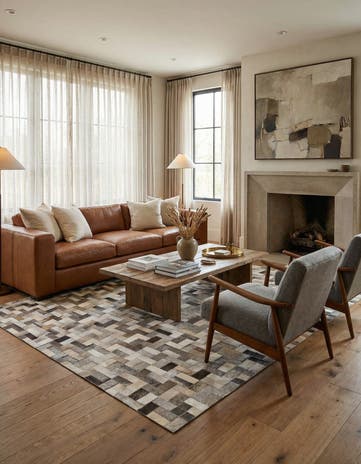 5' 1 x 8' Cowhide Stocks Rug