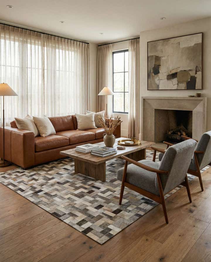 5' 1 x 8' Cowhide Stocks Rug