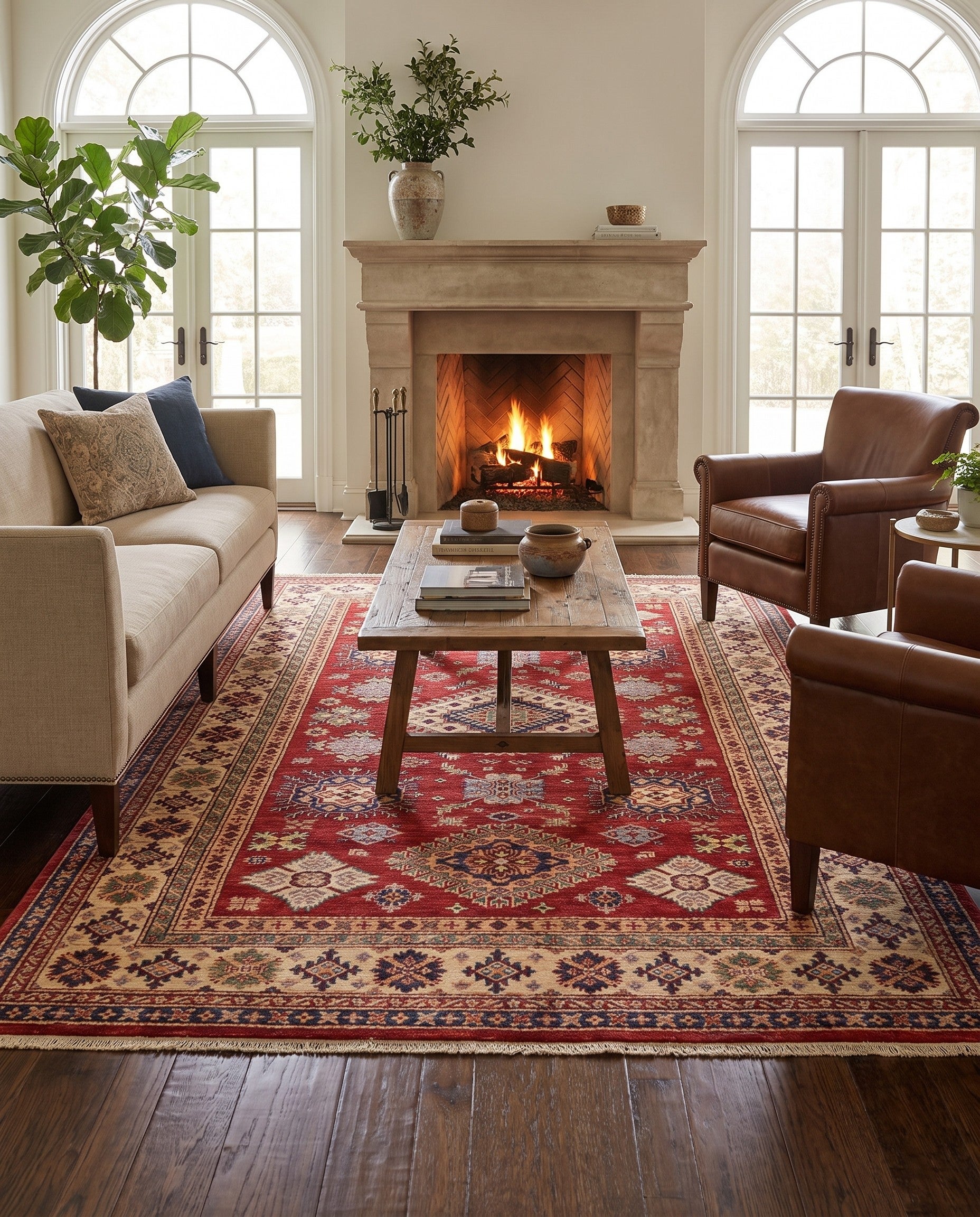 5' 7 x 8' Hand Knotted Kazak Oriental Rug