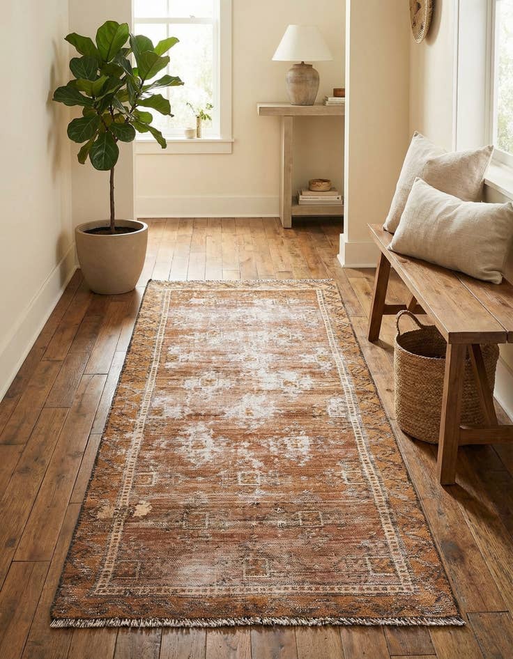 Detail image of 2' 4 x 5' 3  Hand Knotted Ultra Vintage Persian Wool Runner Rug