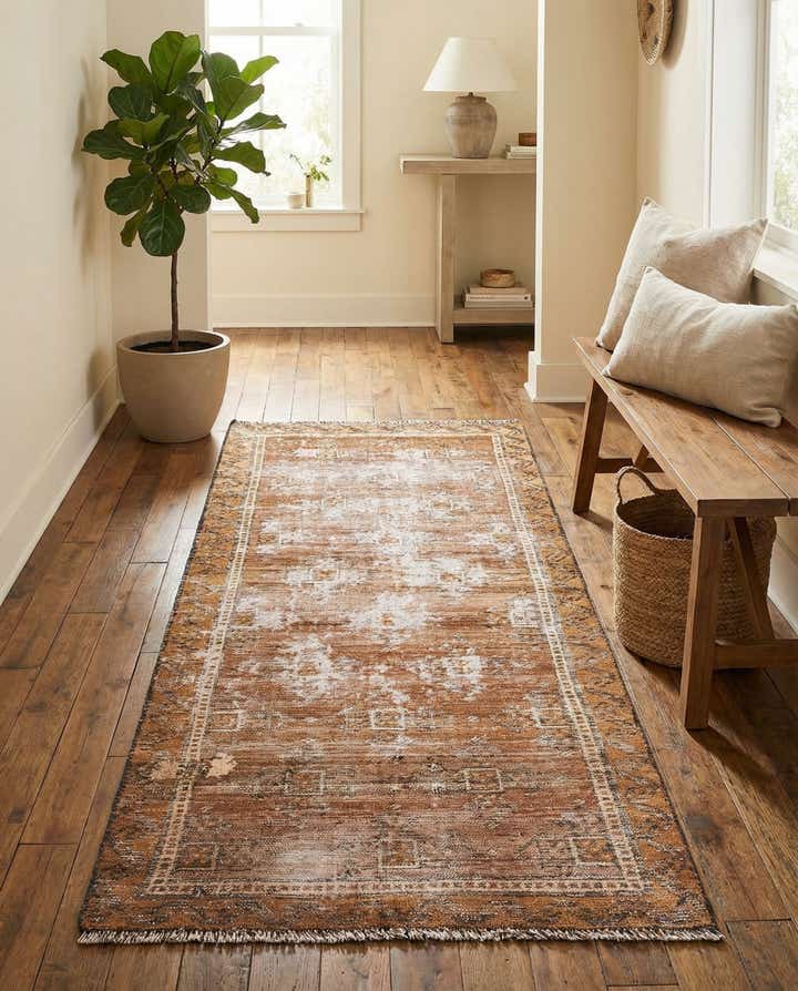 2' 4 x 5' 3 Hand Knotted Ultra Vintage Persian Wool Runner Rug
