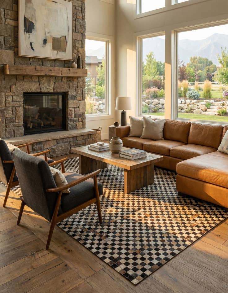 Detail image of  8' 1 x 10' Cowhide Leather Rug