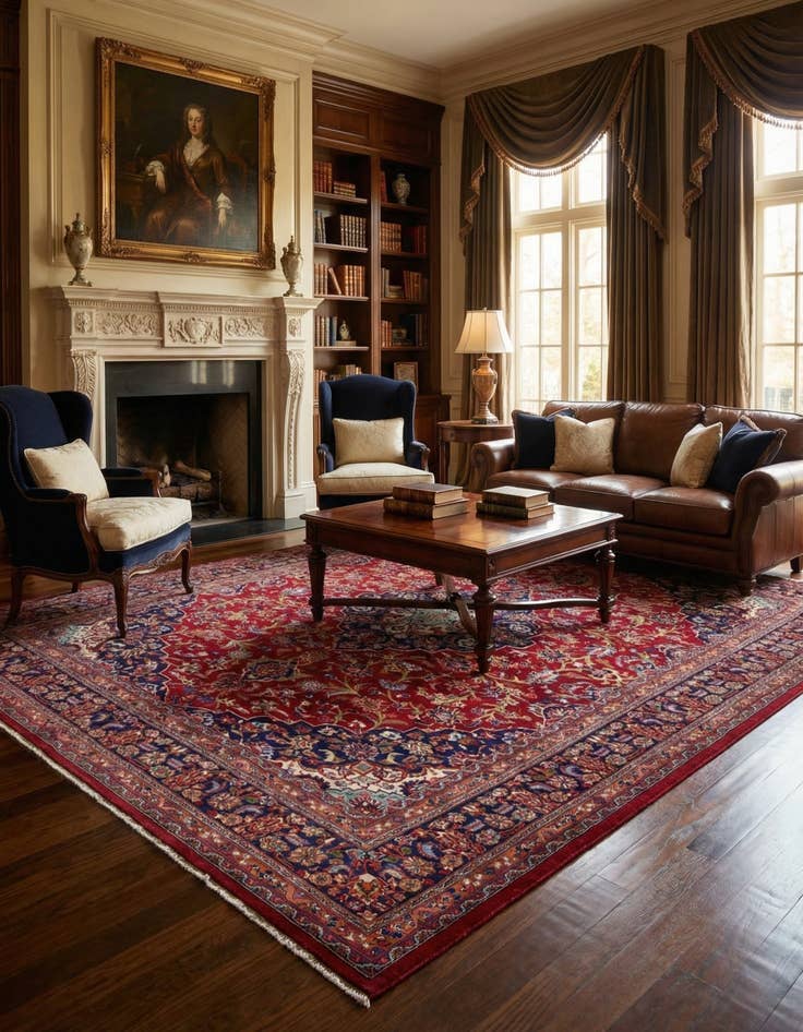 Detail image of 9' 8 x 12' 10  Hand Knotted Mashad Persian Wool Rug