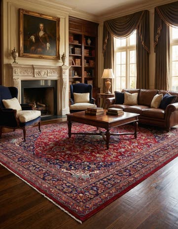 9' 8 x 12' 10 Hand Knotted Mashad Persian Wool Rug