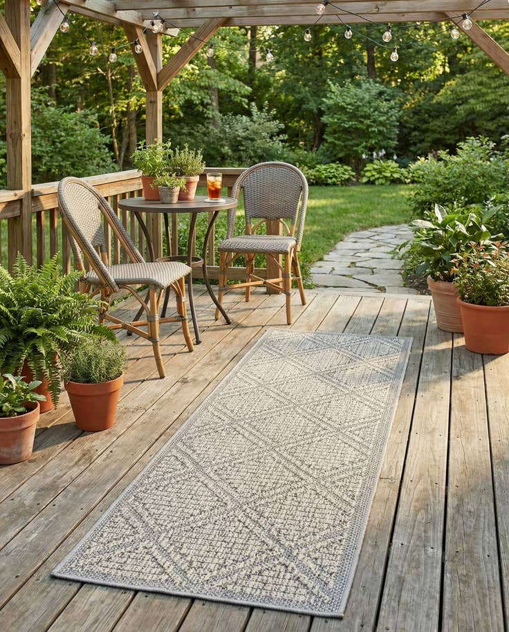 Detail image of 2' x 6' 1 Easy-Clean Trellis Indoor / Outdoor Runner Rug