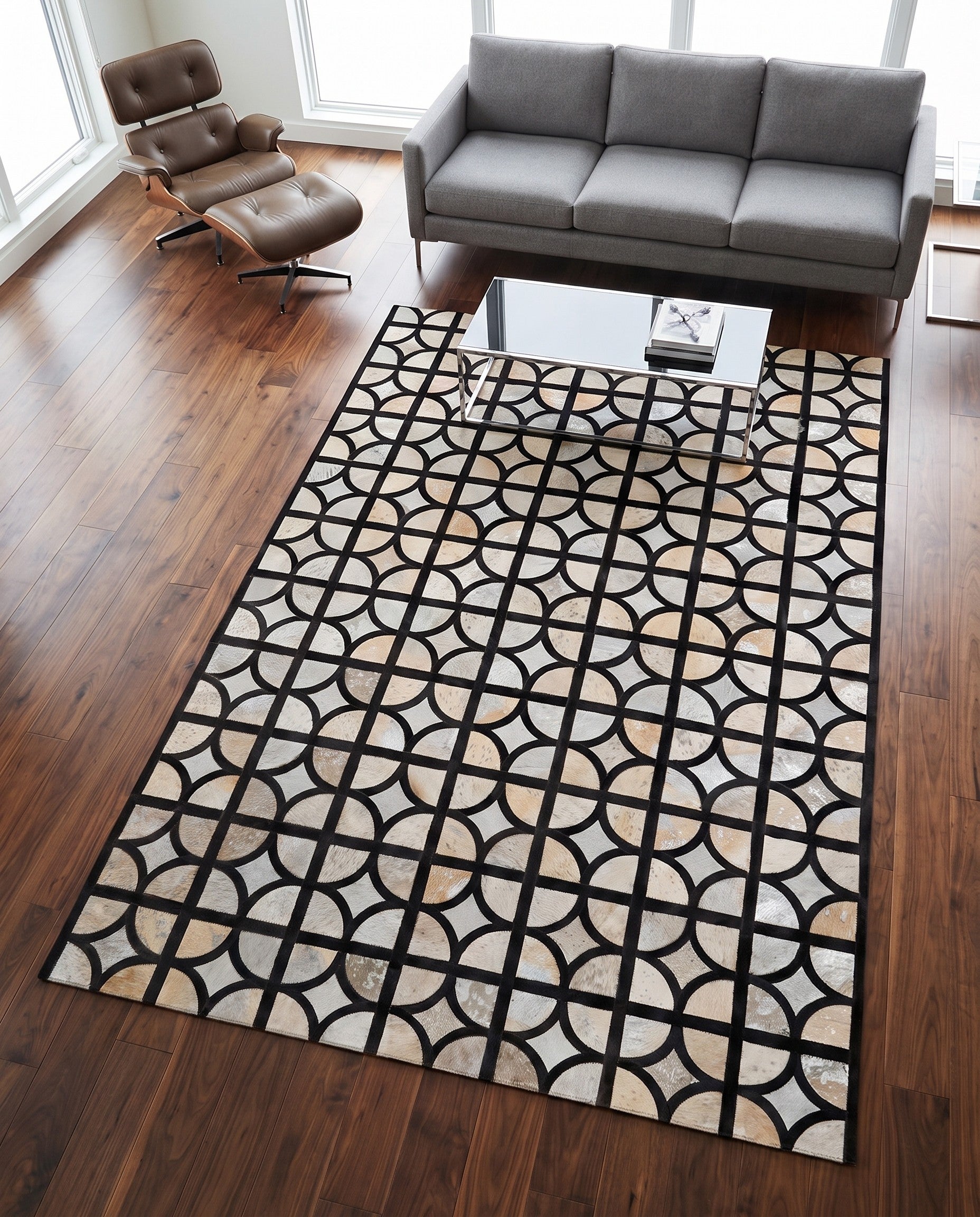 5' 2 x 7' 7 Cowhide Rug