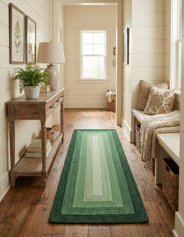 2' 7 x 8' Handmade Hand Braided Wool Runner Rug