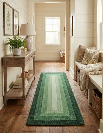 2' 7 x 8' Handmade Hand Braided Wool Runner Rug