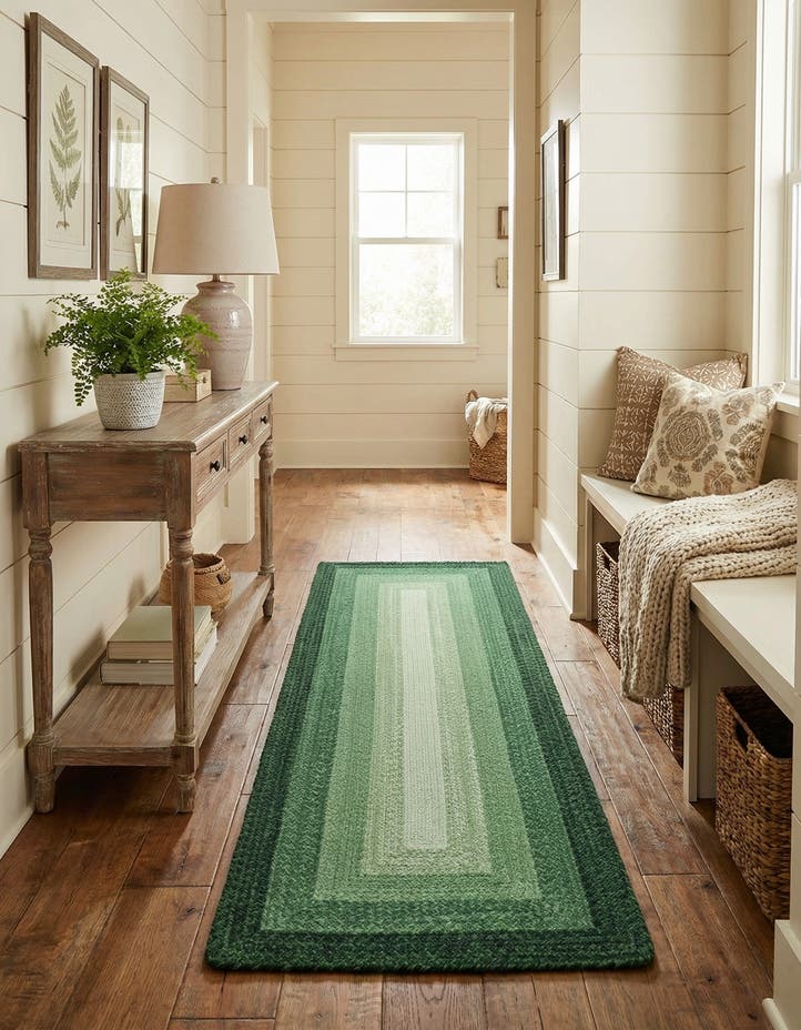 2' 7 x 8' Handmade Hand Braided Wool Runne...