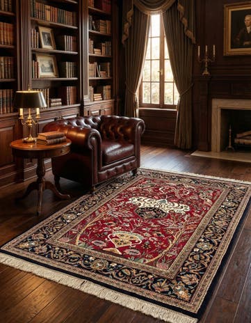 4' 1 x 5' 9 Hand Knotted Ghom Wool Rug