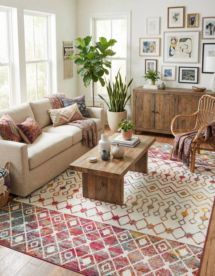 Detail image of  10' x 13' Moroccan Trellis Rug