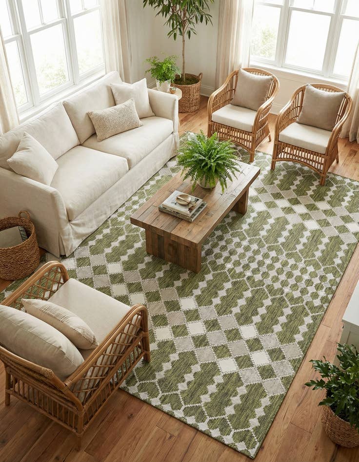 Detail image of  9' x 12'  Washable Lattice Indoor / Outdoor Rug