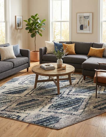 Blue Gray Tagine Octagon Rug