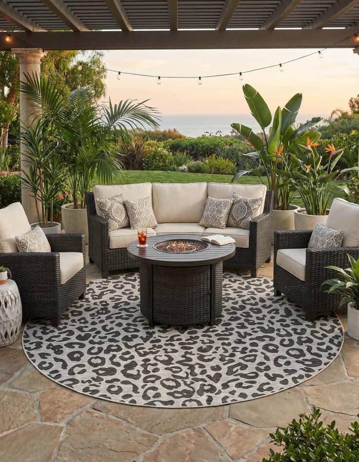 Detail image of 10' 8 x 10' 8  Washable Safari Indoor / Outdoor Round Rug