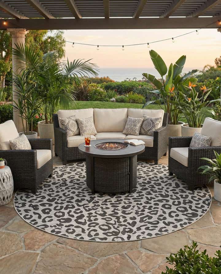 10' 8 x 10' 8 Easy-Clean Safari Indoor / Outdoor Round Rug