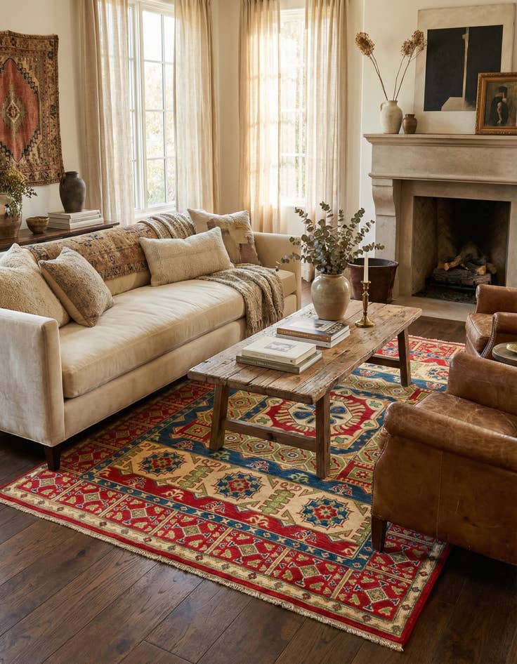 Detail image of 5' 5 x 8'  Hand Knotted Kazak Rug