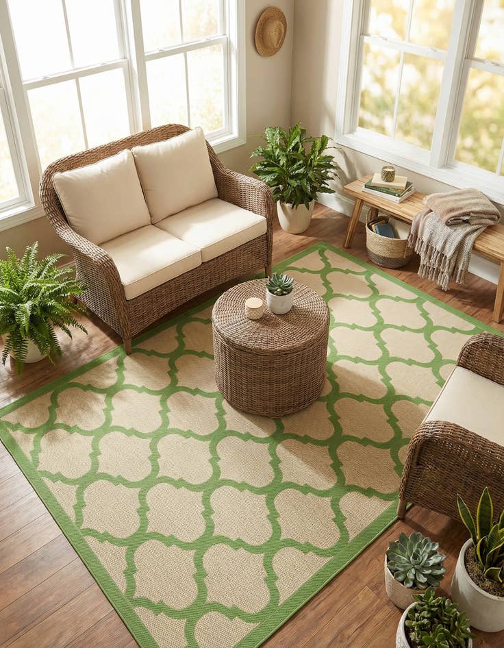 Detail image of 6' x 9' Easy-Clean Trellis Indoor / Outdoor Rug
