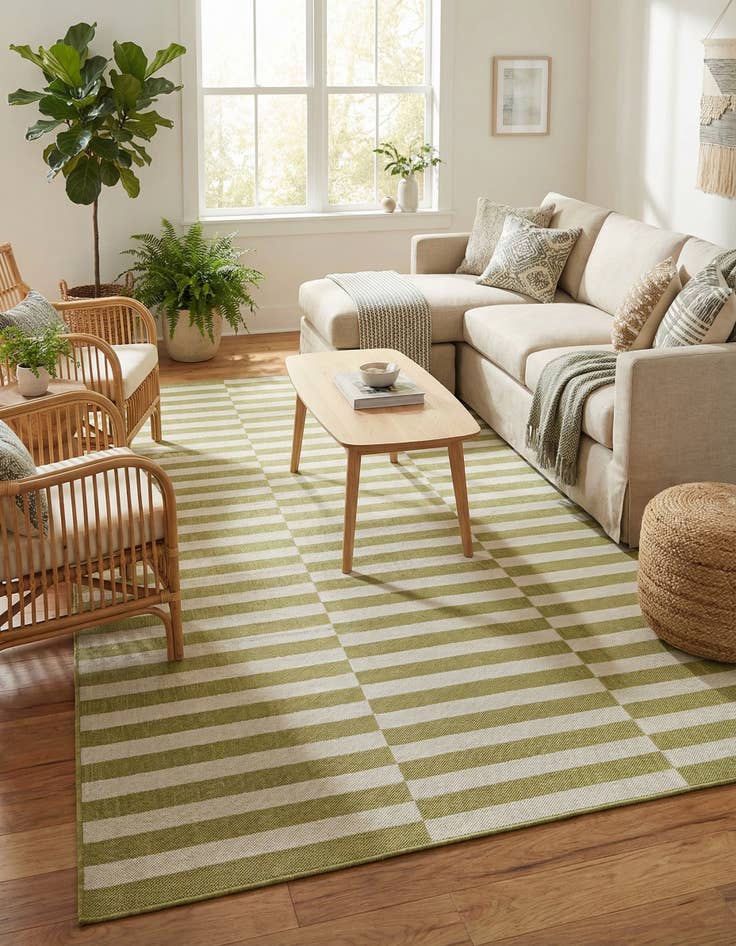 Detail image of 7' 10 x 10'  Washable Striped Indoor / Outdoor Rug