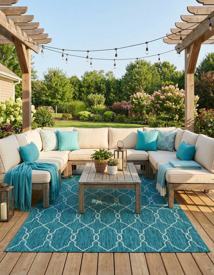 Detail image of 7' x 10' Easy-Clean Trellis Indoor / Outdoor Rug
