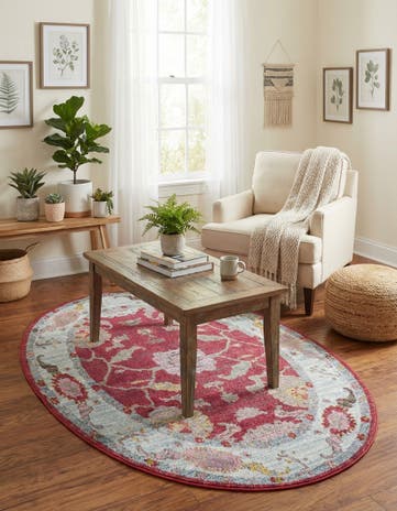 Red Paragon Oval Rug