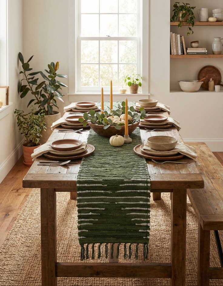 Detail image of  1' 2 x 6' 1  Hand Woven Chindi Cotton Table Runner Rug