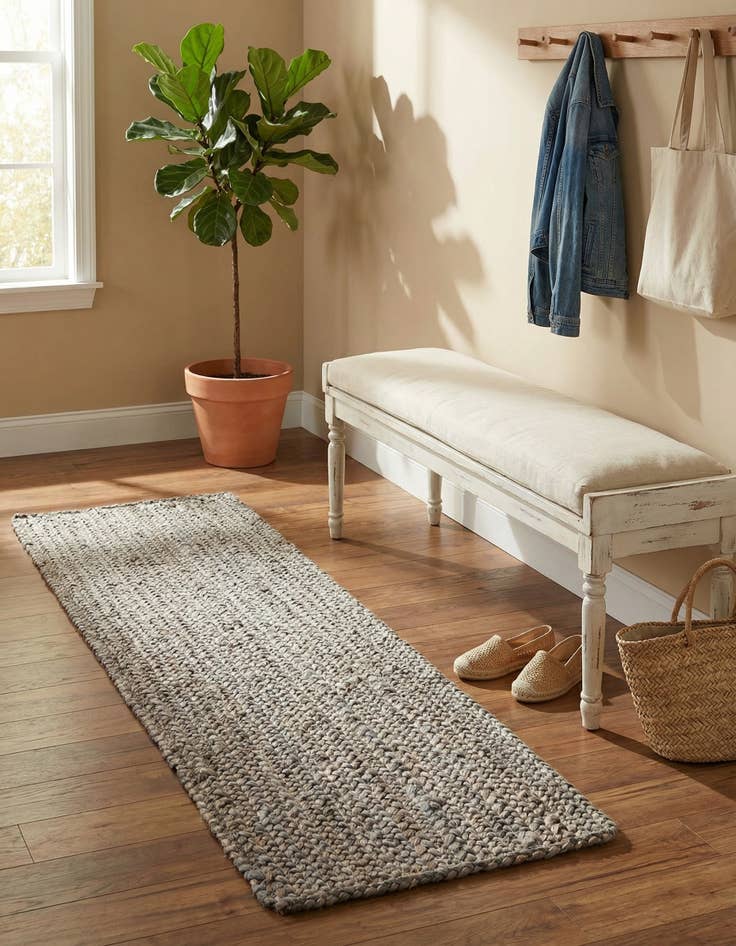 Detail image of  1' 2 x 4' 1  Hand Woven Braided Jute Table Runner Rug