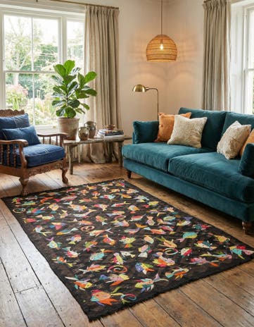 5' 3 x 8' Hand Woven Kilim Suzani Wool Rug