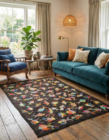 5' 3 x 8' Hand Woven Kilim Suzani Wool Rug