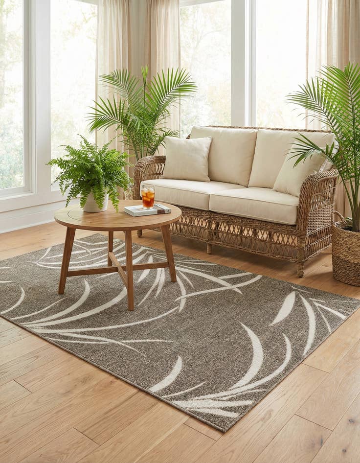 Detail image of 5' x 8' Easy-Clean Botanical Indoor / Outdoor Rug